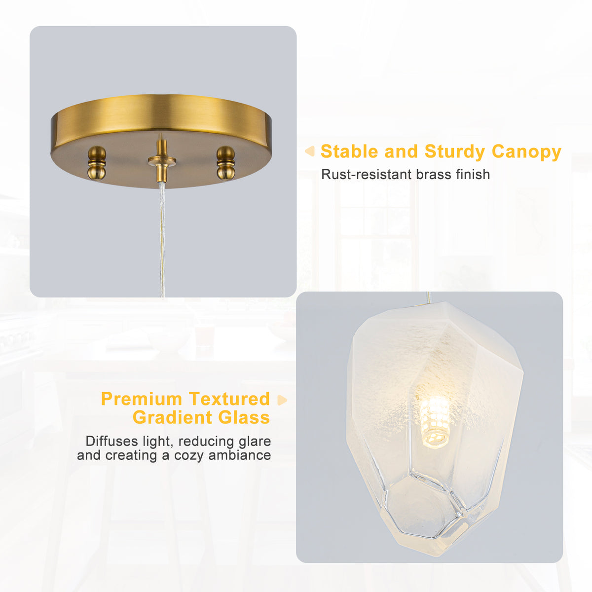 Modern Gold Island Pendant Light White Glass Shade Kitchen Island - product image 5 | Zenvolit
