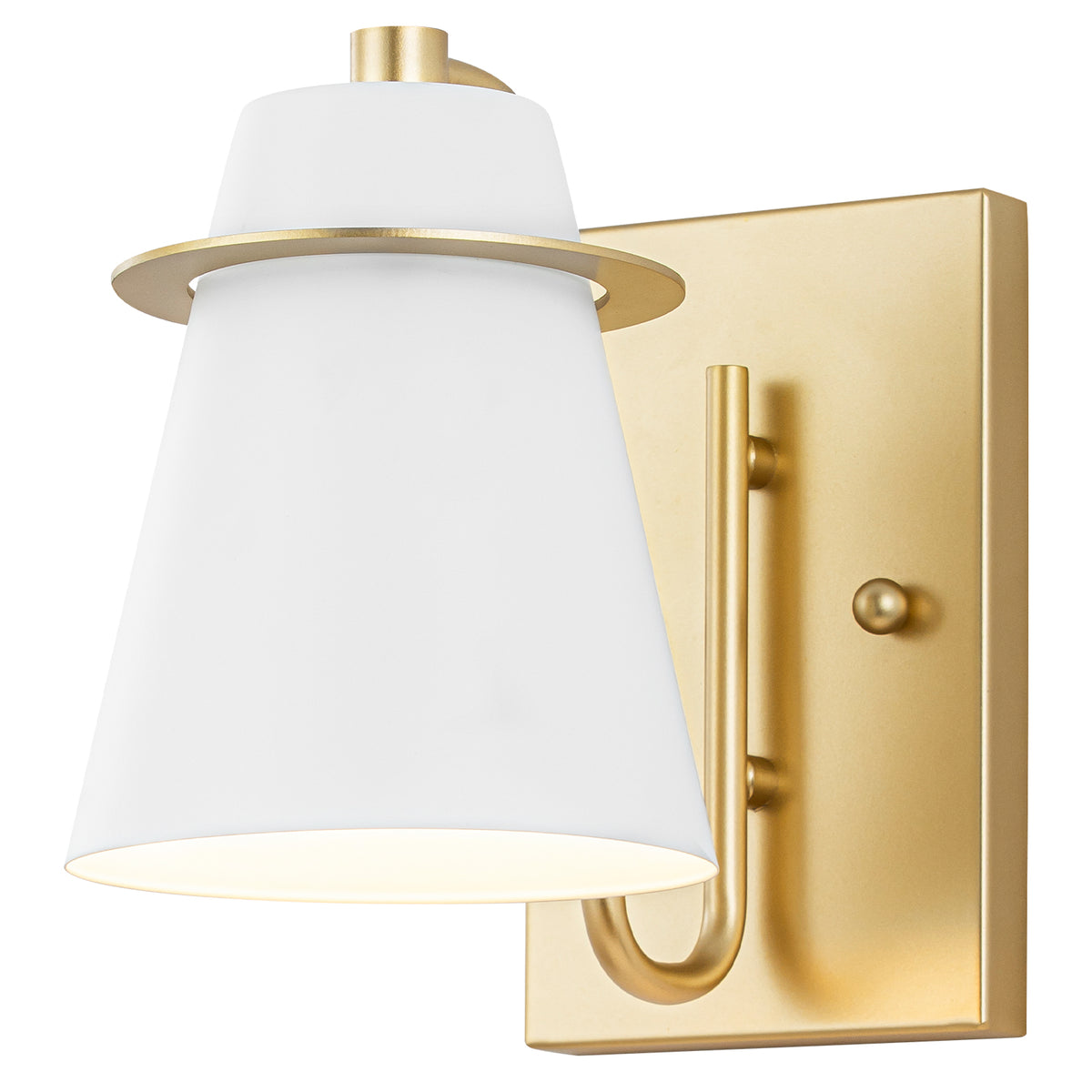 Gold Wall Sconce Matte White Conical Shade Vanity Light Hallway - product image 1 | Zenvolit