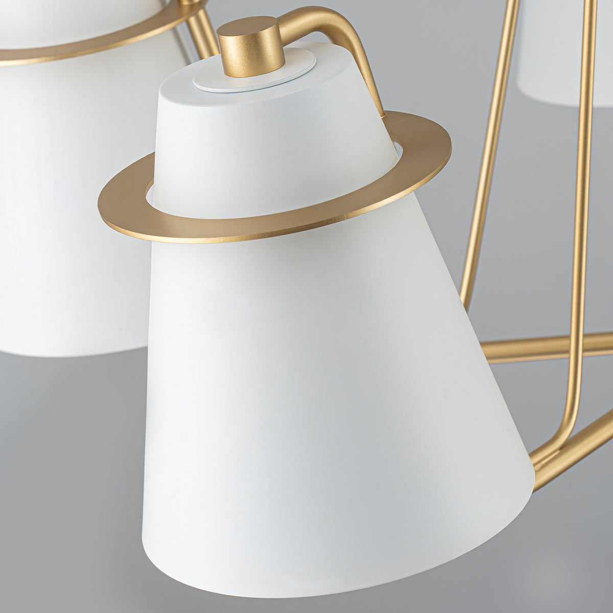 5-Light Gold Chandelier Matte White Conical Shades Pendant Light - product image 5 | Zenvolit