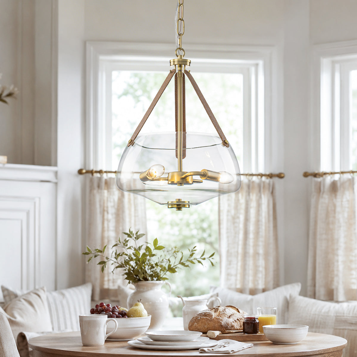 3-Light Modern Farmhouse Glass Chandelier Clear Jar Pendant Light - product image 2 | Zenvolit