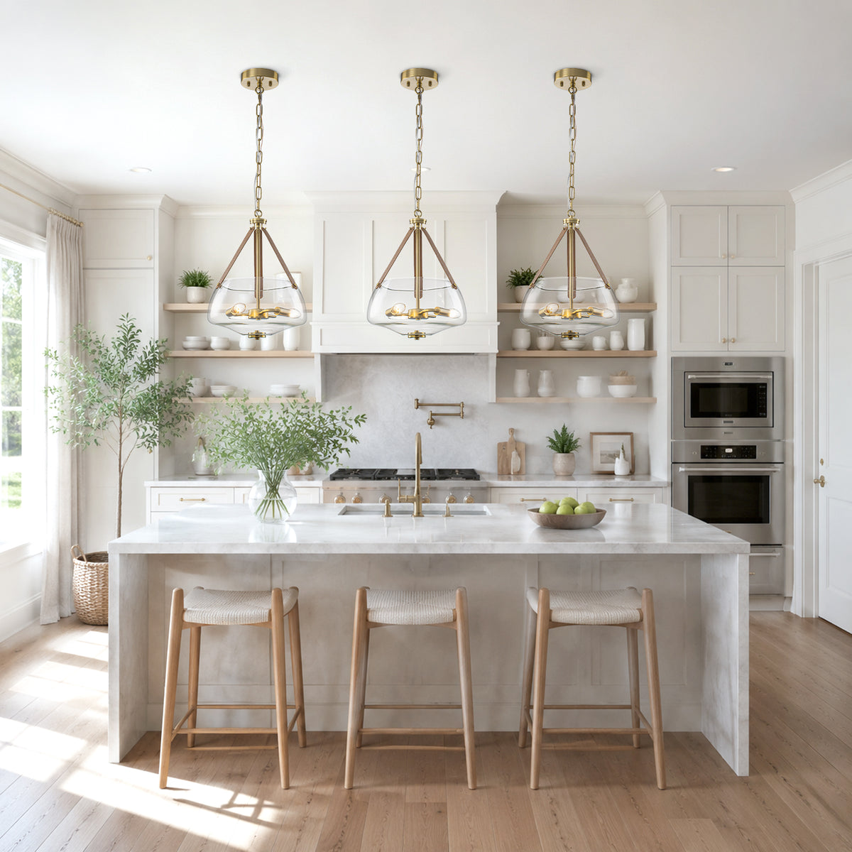 3-Light Modern Farmhouse Glass Chandelier Clear Jar Pendant Light - product image 3 | Zenvolit