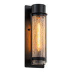 Black Industrial Crackle Glass Outdoor Wall Sconce IP44 Waterproof - product image 1 | Zenvolit