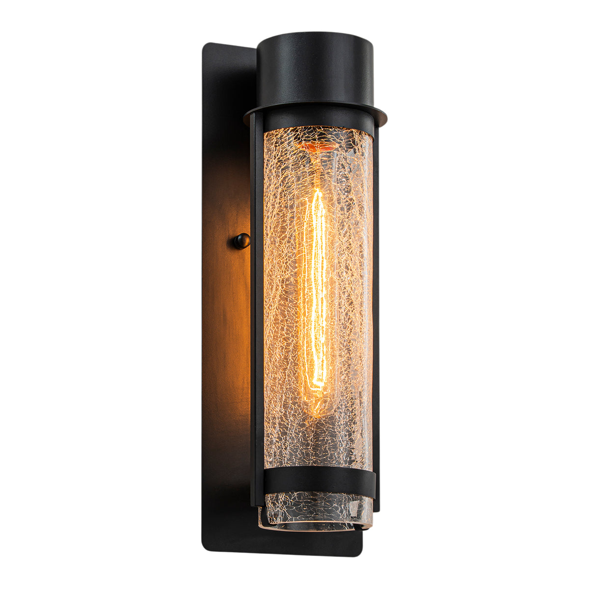 Black Industrial Crackle Glass Outdoor Wall Sconce IP44 Waterproof - product image 1 | Zenvolit