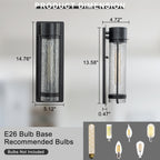 Black Industrial Crackle Glass Outdoor Wall Sconce IP44 Waterproof - product image 7 | Zenvolit