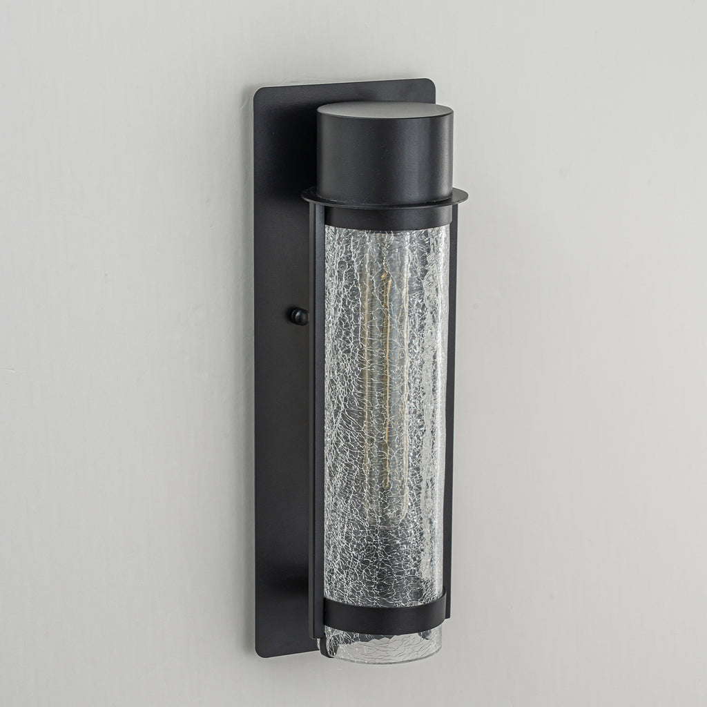 Black Industrial Crackle Glass Outdoor Wall Sconce IP44 Waterproof - product image 8 | Zenvolit