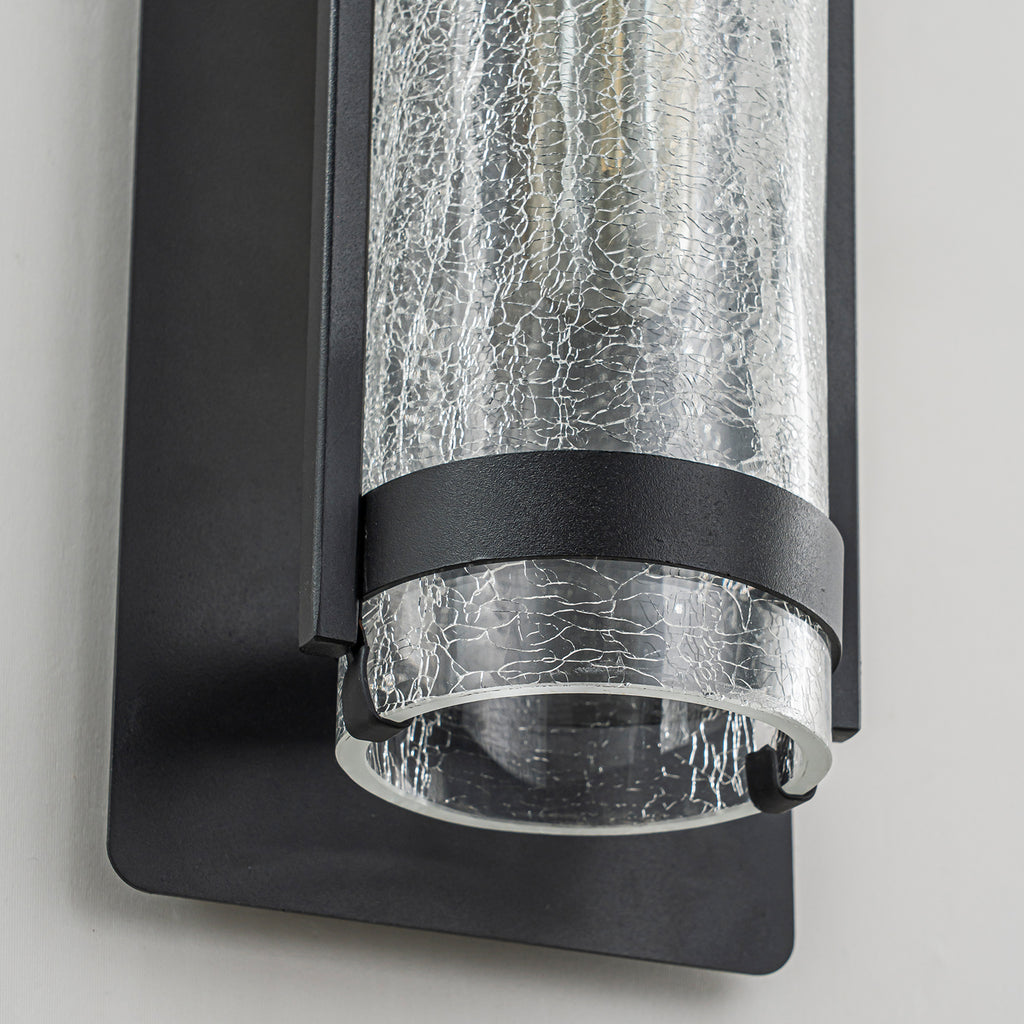 Black Industrial Crackle Glass Outdoor Wall Sconce IP44 Waterproof - product image 9 | Zenvolit