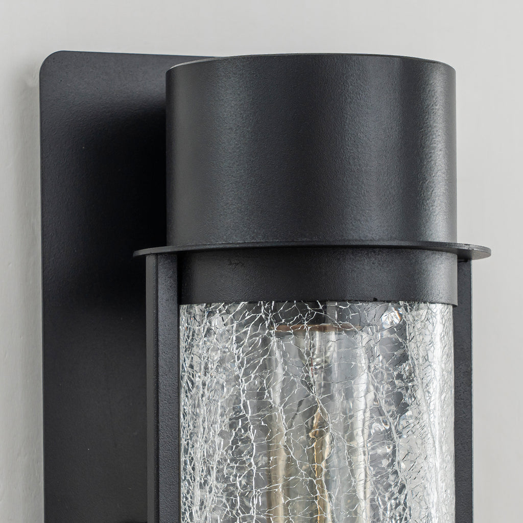 Black Industrial Crackle Glass Outdoor Wall Sconce IP44 Waterproof - product image 10 | Zenvolit