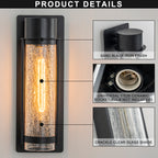 Black Industrial Crackle Glass Outdoor Wall Sconce IP44 Waterproof - product image 13 | Zenvolit