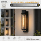 Black Industrial Crackle Glass Outdoor Wall Sconce IP44 Waterproof - product image 14 | Zenvolit