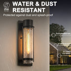 Black Industrial Crackle Glass Outdoor Wall Sconce IP44 Waterproof - product image 15 | Zenvolit