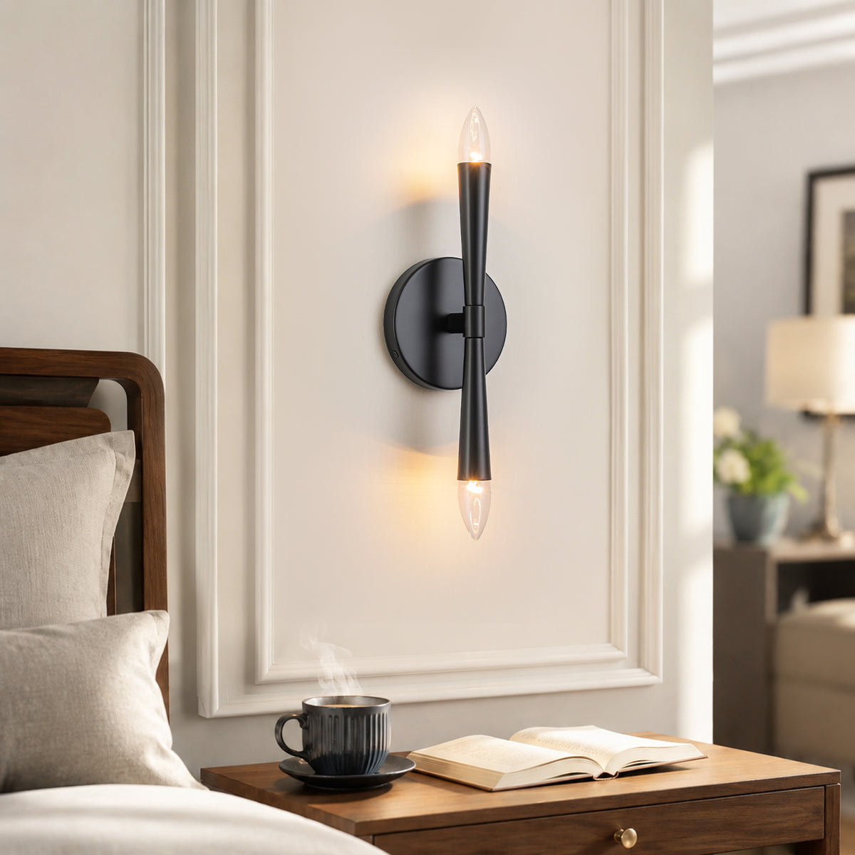 2-Light Modern Matte Black Iron Wall Sconce Metal Vanity Light - product image 2 | Zenvolit