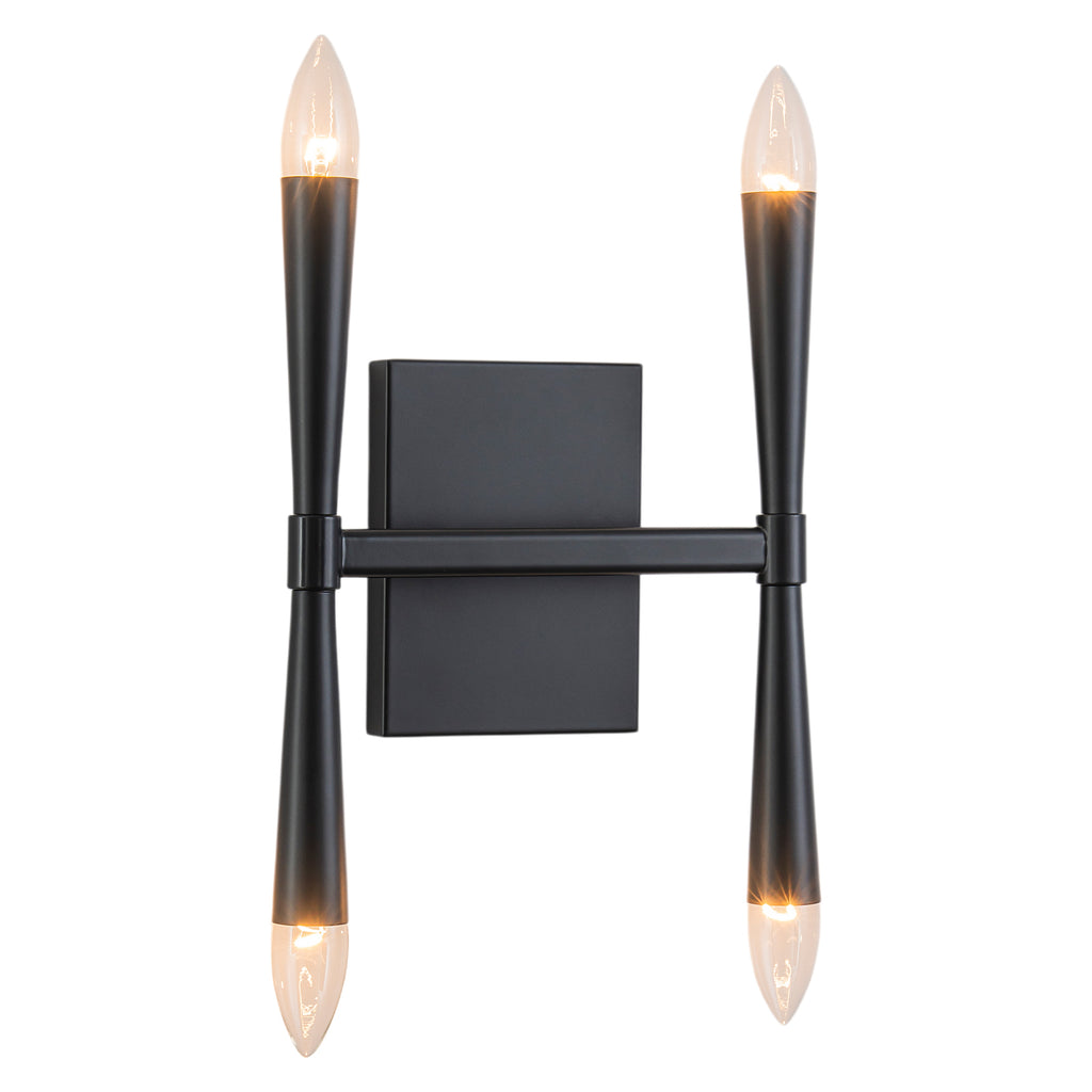 4-Light Modern Matte Black Iron Wall Sconce Metal Vanity Light - product image 2 | Zenvolit
