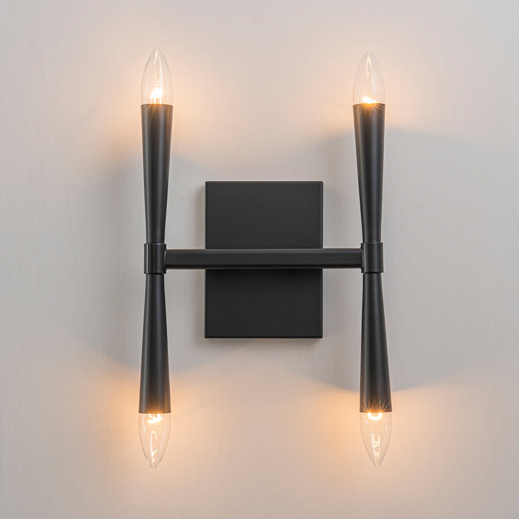 4-Light Modern Matte Black Iron Wall Sconce Metal Vanity Light - product image 9 | Zenvolit