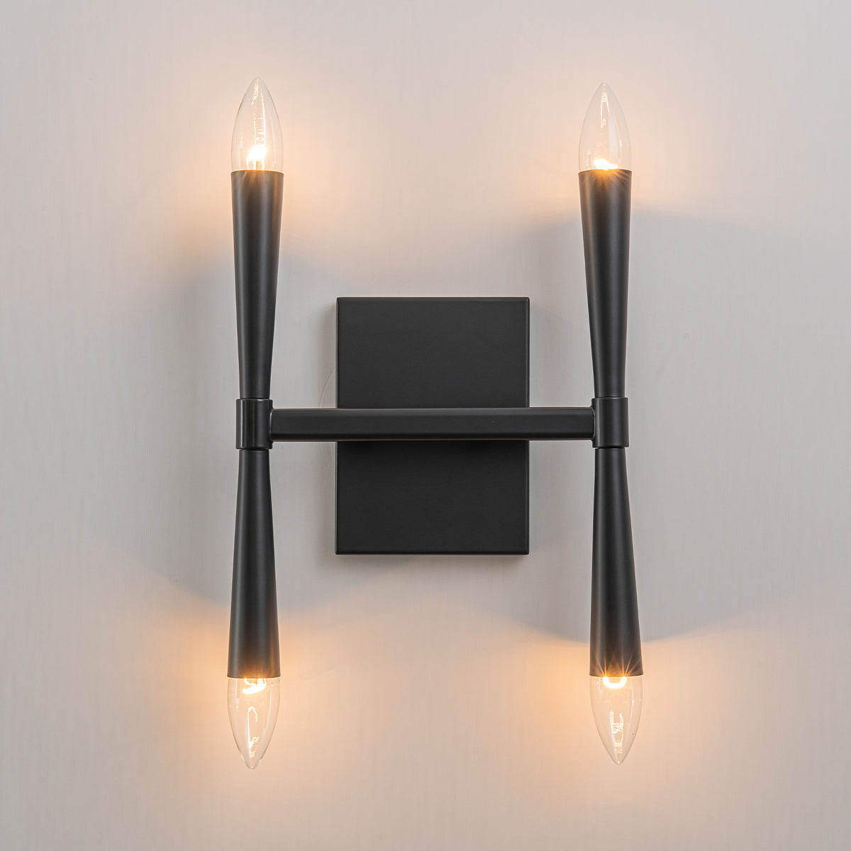 4-Light Modern Matte Black Iron Wall Sconce Metal Vanity Light - product image 9 | Zenvolit