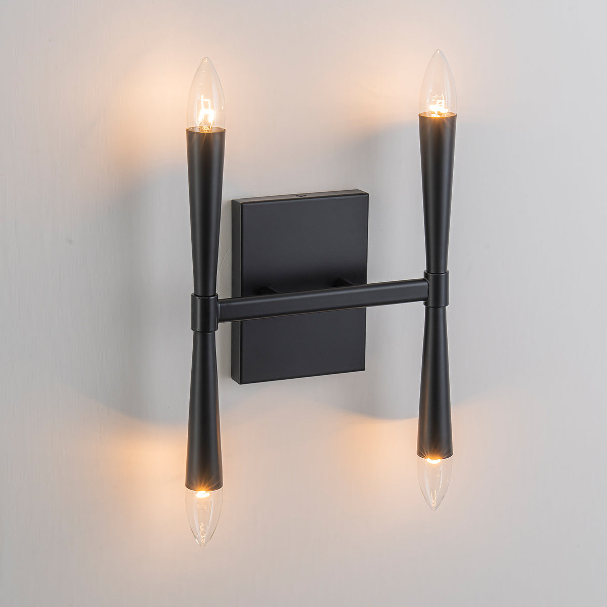 4-Light Modern Matte Black Iron Wall Sconce Metal Vanity Light - product image 12 | Zenvolit