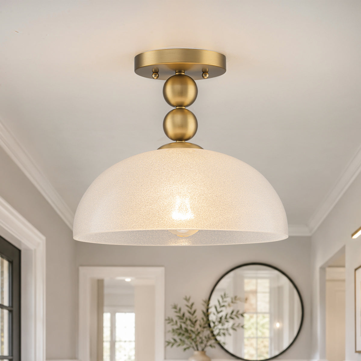 Flush Mount Ceiling Light Clear Glass Dome Shade Modern Hallway - product image 2 | Zenvolit