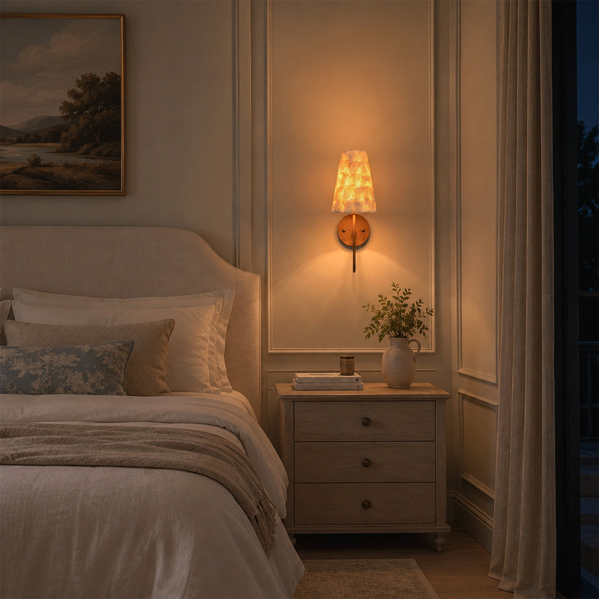 Shell Wall Sconce Cone Shade Coastal Farmhouse Wall Light Bedroom - product image 4 | Zenvolit