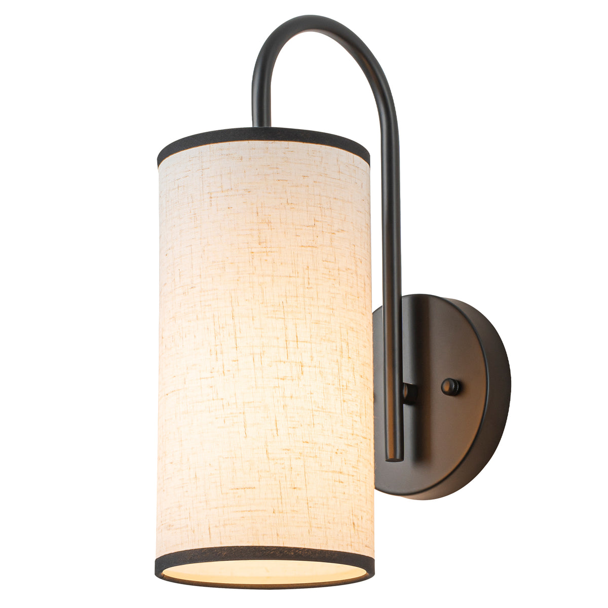 1-Light Farmhouse Matte Black Wall Sconce with Beige Linen Shade - product image 1 | Zenvolit