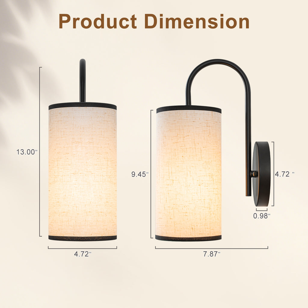 1-Light Farmhouse Matte Black Wall Sconce with Beige Linen Shade - product image 7 | Zenvolit