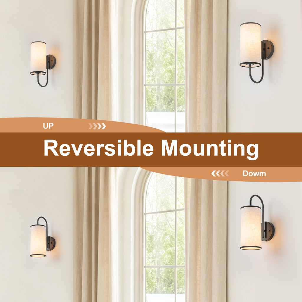 1-Light Farmhouse Matte Black Wall Sconce with Beige Linen Shade - product image 13 | Zenvolit