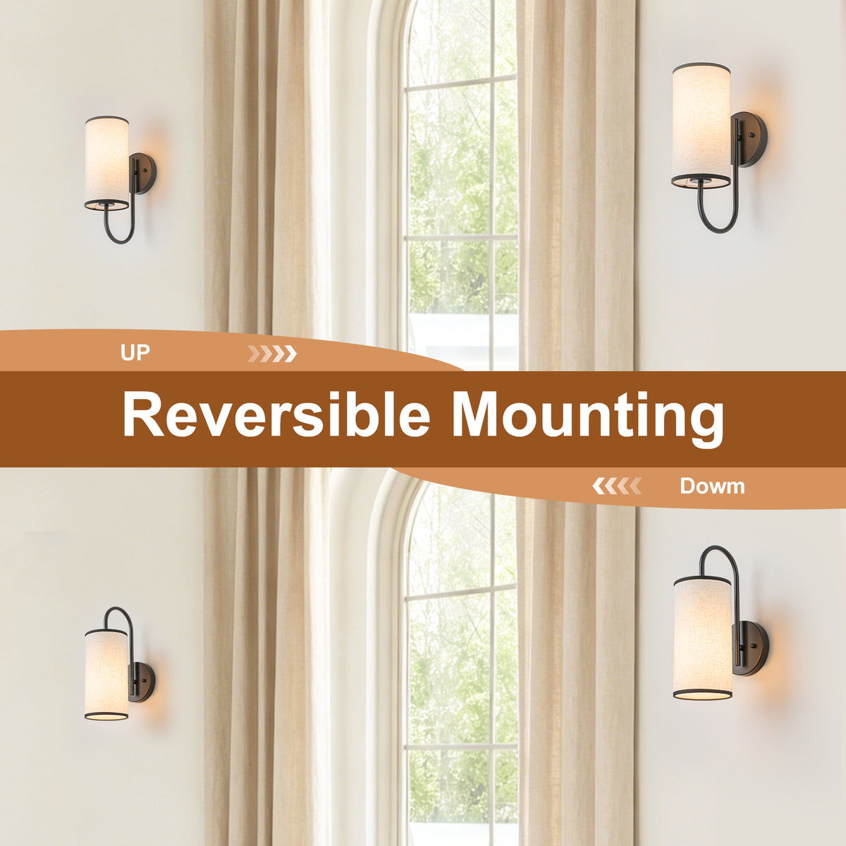 1-Light Farmhouse Matte Black Wall Sconce with Beige Linen Shade - product image 13 | Zenvolit