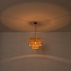 Two-Tier Woven Paper Rattan Pendant Light Boho Coastal Wooden Bead - product image 12 | Zenvolit