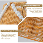 Two-Tier Woven Paper Rattan Pendant Light Boho Coastal Wooden Bead - product image 16 | Zenvolit