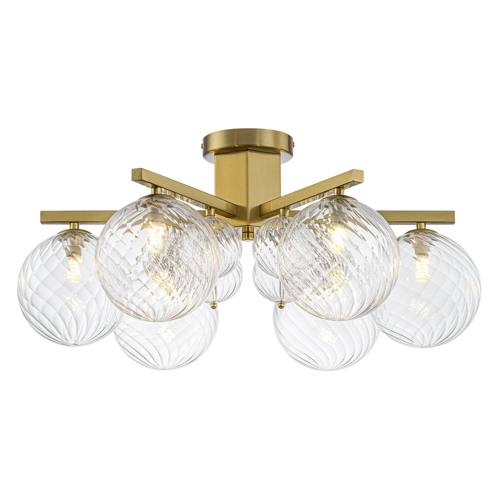 6 Light Twisted Glass Flush Mount Chandelier Modern Ceiling Light - product image 1 | Zenvolit