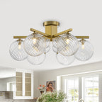 6 Light Twisted Glass Flush Mount Chandelier Modern Ceiling Light - product image 2 | Zenvolit