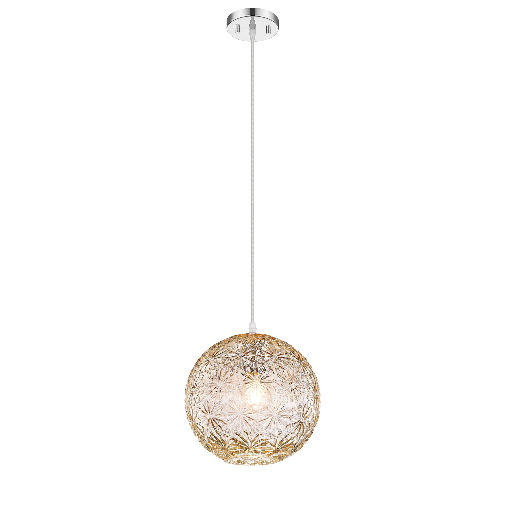 9.84 in. 1-Light Modern Chrome Island Pendant Light with Globe Glass Shade for Dining, Kitchen Island