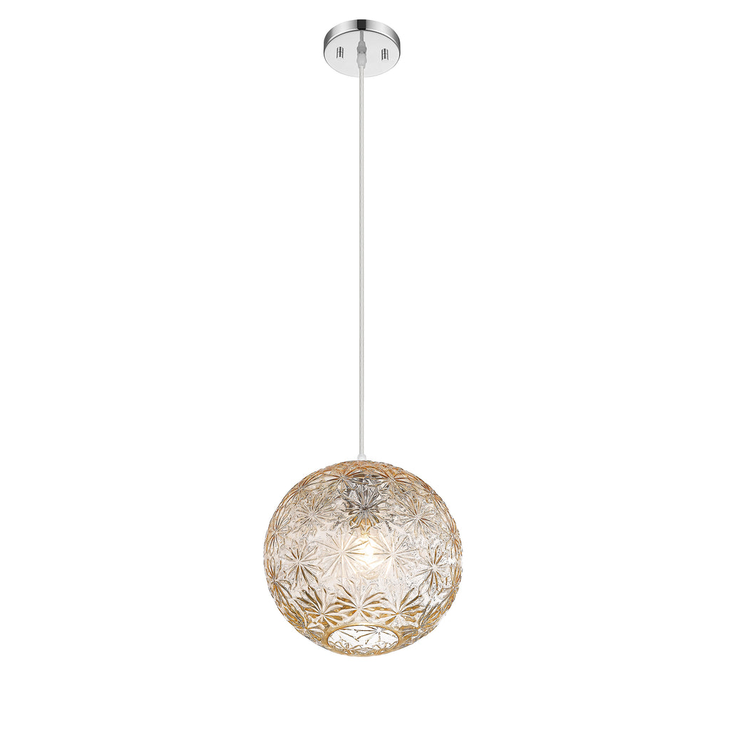 9.84 in. 1-Light Modern Chrome Island Pendant Light with Globe Glass Shade for Dining, Kitchen Island