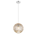 9.84 in. 1-Light Modern Chrome Island Pendant Light with Globe Glass Shade for Dining, Kitchen Island