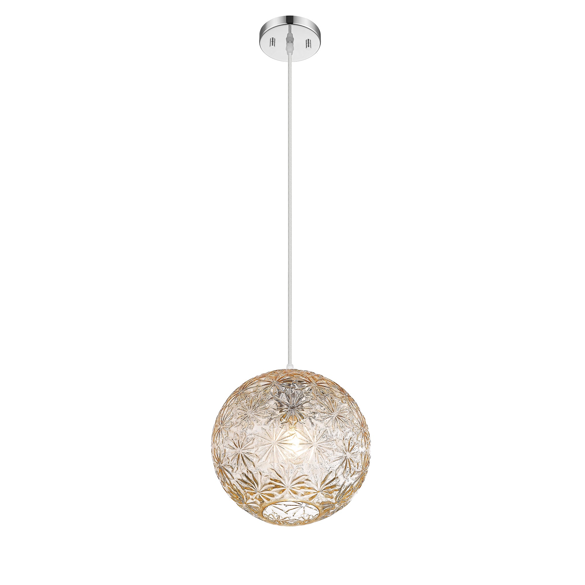9.84 in. 1-Light Modern Chrome Island Pendant Light with Globe Glass Shade for Dining, Kitchen Island