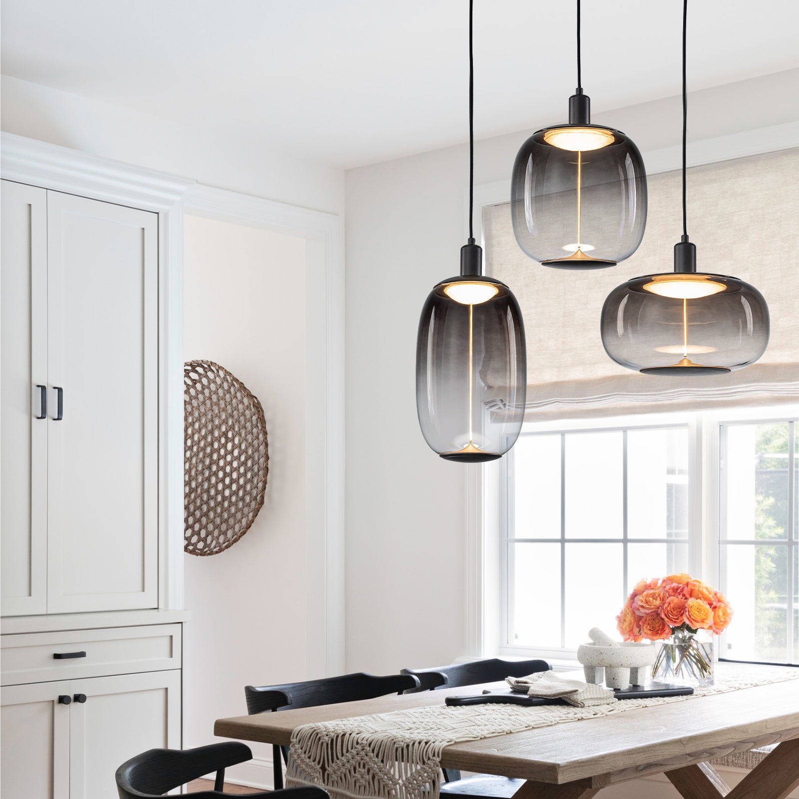 10-Watt 1-Light Modern Dimmable Integrated LED Pendant Light with Drum Shade for Kitchen Island