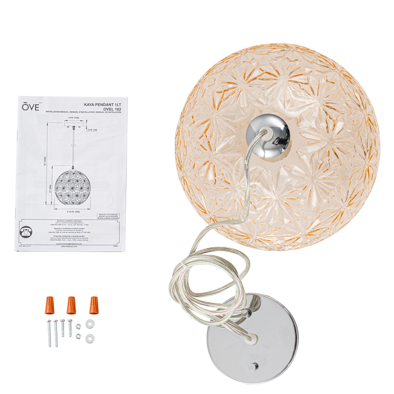 9.84 in. 1-Light Modern Chrome Island Pendant Light with Globe Glass Shade for Dining, Kitchen Island