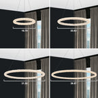 1-Light Modern Gold Metal Ring Crystal Integrated LED Pendant Light Dimmable Chandelier for Dining Room