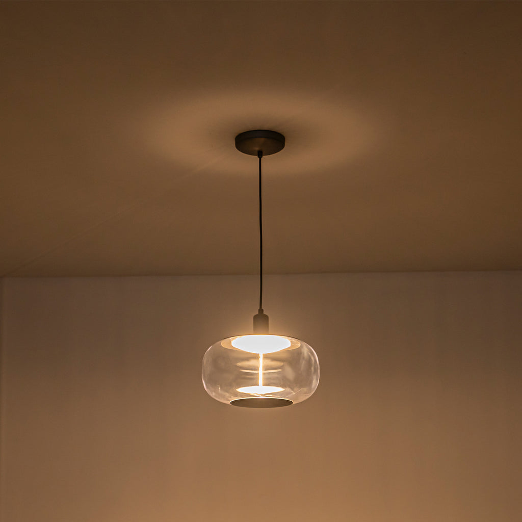 10-Watt 1-Light Modern Dimmable Integrated LED Pendant Light with Drum Shade for Kitchen Island