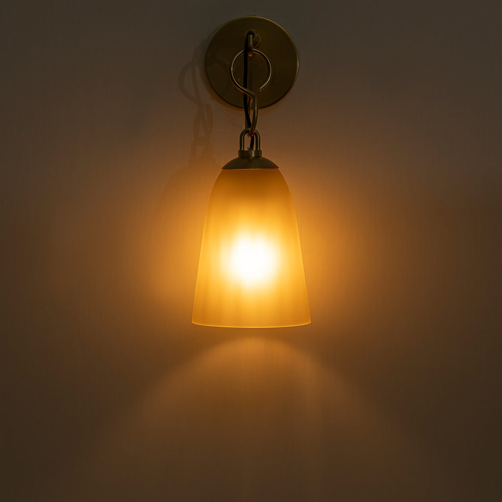 6 in. 1-Light Modern Brass Wall Sconce with Bell Frosted Glass Shade for Bedroom, Living Room, Hallway
