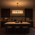 6 Light Oval Chandelier Frosted Dining Room Linear Kitchen Island