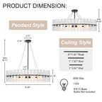 6 Light Oval Chandelier Frosted Dining Room Linear Kitchen Island