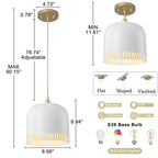 1-Light Gold Iron Semi-Domed Shape Pendant Light with Matte White Metal Shade Hollow Out Design for Living Room