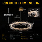 1-Light Gold Modern Round Globe Crystal Integrated LED Chandelier Dimmable Pendant Light with Glass Bubbles
