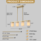 28.94 in. 4-Light Modern Copper Metal Linear Chandelier Island Pendant Light with Cylinder Glass Shades for Dining Room