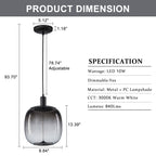 10-Watt 1-Light Modern Dimmable Integrated LED Pendant Light with Drum Shade for Kitchen Island