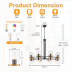 35.24 in. 16-Light Modern Luxury Black Gold Iron Chandelier Pendant Lighting with Glass Shades for Living Room, Dining