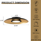 22.8 in. 1-Light Modern Industrial Black Dimmable LED Flush Mount Ceiling Light with Metal Dome Shade