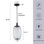 10-Watt 1-Light Modern Dimmable Integrated LED Pendant Light with Drum Shade for Kitchen Island