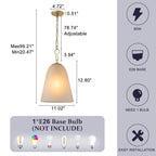 1-Light Modern Gold Bell Shaped Chandelier Hanging Light with Champagne-Colored Glass Shade for Dining Room